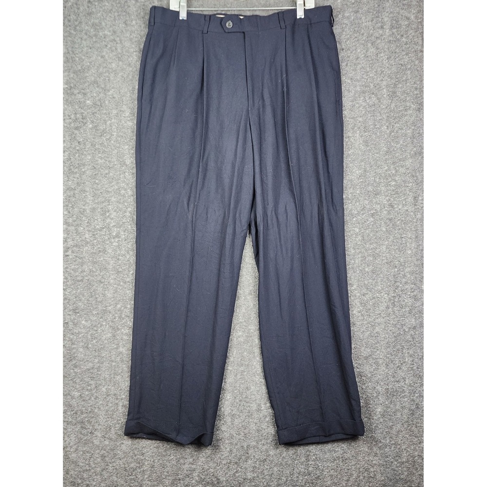 Slates Levi Strauss‎ Dress Pants Mens 38x30 Navy Blue Pleated Cuffed Classic Fit